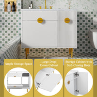 VanityFus 36-in White Bathroom Vanity Single Sink Combo Resin Top Undermount with 2 Soft Close Doors