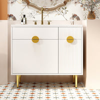 VanityFus 36-in White Bathroom Vanity Single Sink Combo Resin Top Undermount with 2 Soft Close Doors