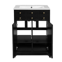VanityFus 24.01-in Black Bathroom Vanity Single Sink Combo with Ceramic Top Undermount 2 Soft Close Doors 1 Drawer