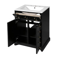 VanityFus 24.01-in Black Bathroom Vanity Single Sink Combo with Ceramic Top Undermount 2 Soft Close Doors 1 Drawer