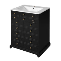 VanityFus 24.01-in Black Bathroom Vanity Single Sink Combo with Ceramic Top Undermount 2 Soft Close Doors 1 Drawer