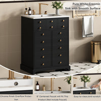 VanityFus 24.01-in Black Bathroom Vanity Single Sink Combo with Ceramic Top Undermount 2 Soft Close Doors 1 Drawer