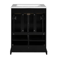VanityFus 24.01-in Black Bathroom Vanity Single Sink Combo with Ceramic Top Undermount 2 Soft Close Doors 1 Drawer