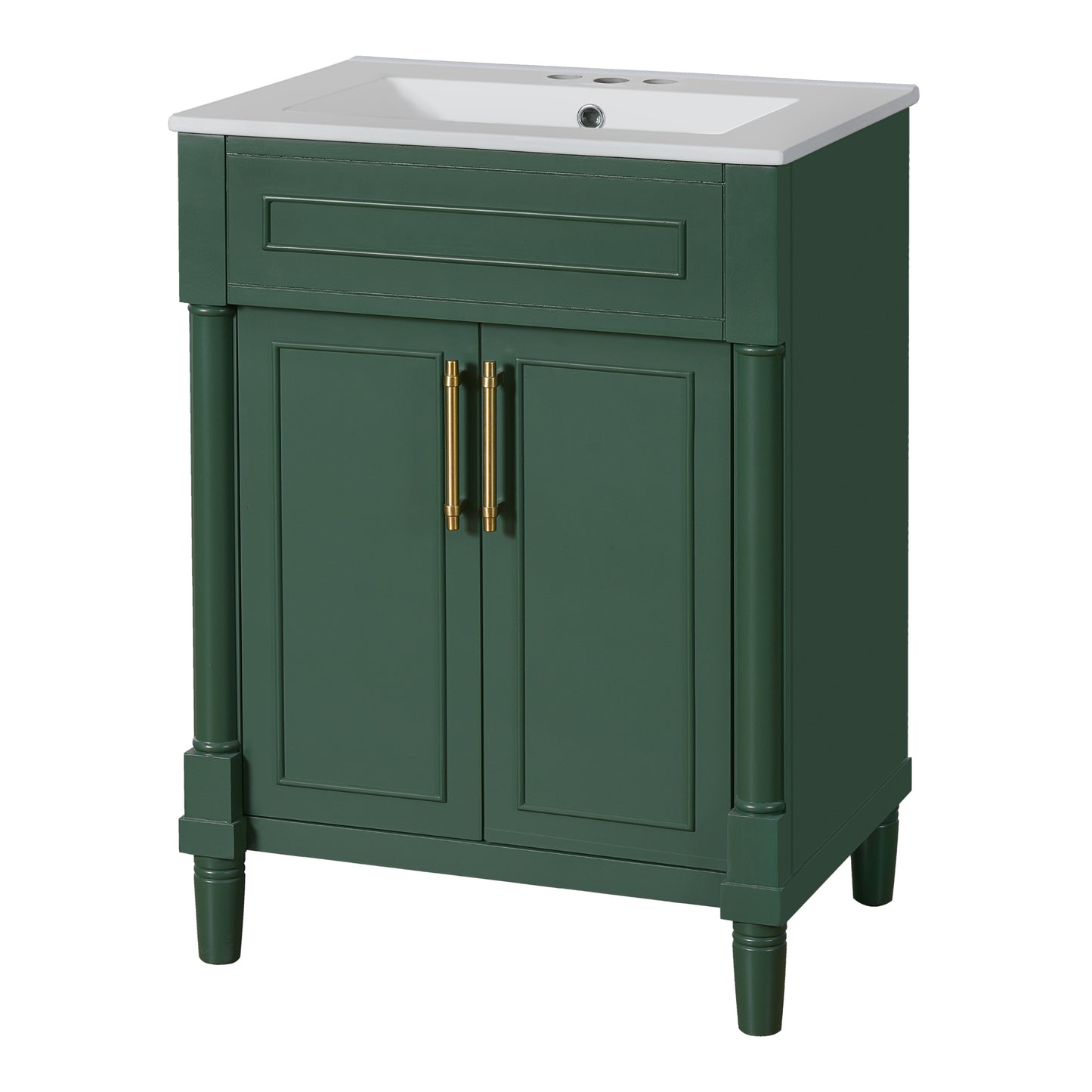 VanityFus 24-in Green Bathroom Vanity Undermount Single Sink Combo with Ceramic Top 2 Doors Adjustable Shelves