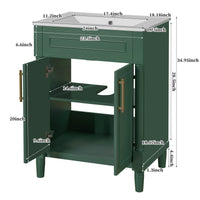 VanityFus 24-in Green Bathroom Vanity Undermount Single Sink Combo with Ceramic Top 2 Doors Adjustable Shelves