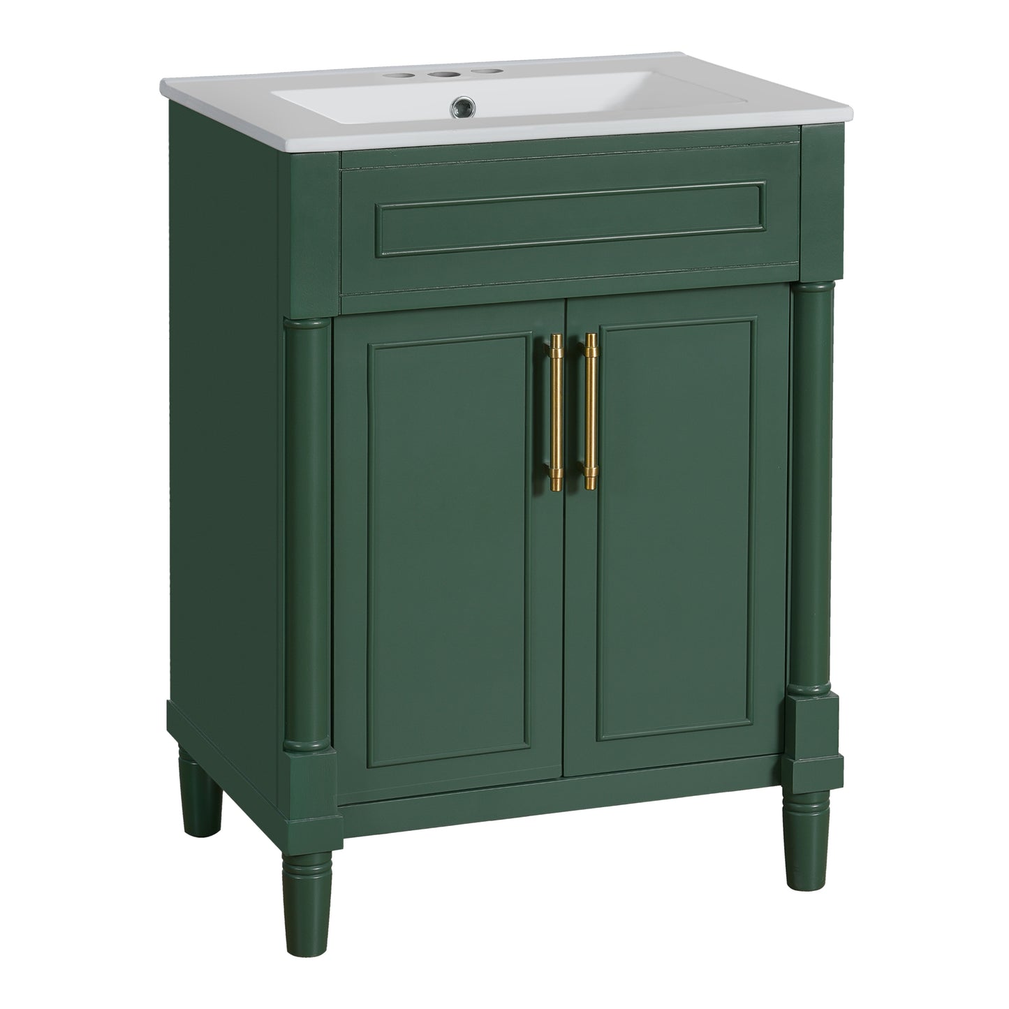 VanityFus 24-in Green Bathroom Vanity Undermount Single Sink Combo with Ceramic Top 2 Doors Adjustable Shelves