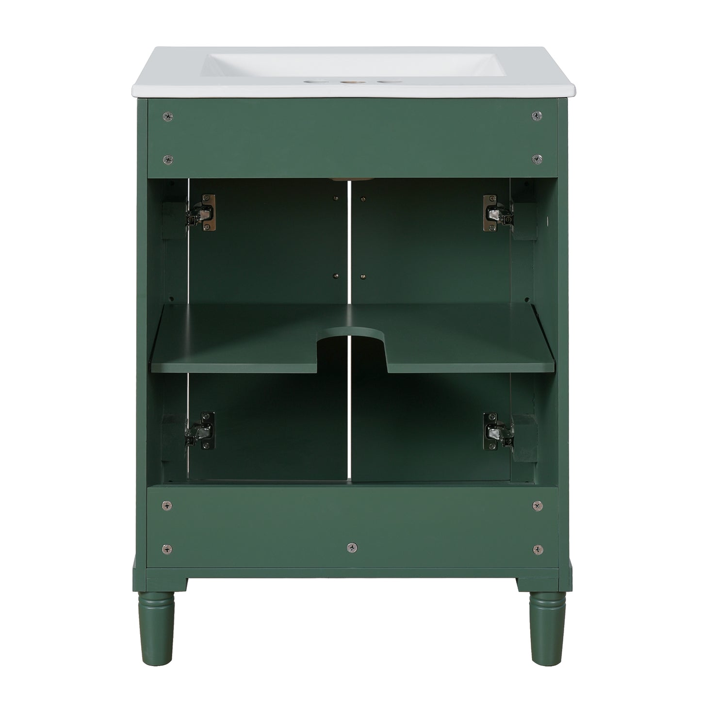 VanityFus 24-in Green Bathroom Vanity Undermount Single Sink Combo with Ceramic Top 2 Doors Adjustable Shelves