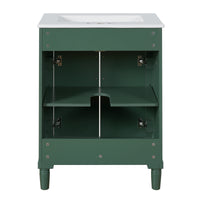VanityFus 24-in Green Bathroom Vanity Undermount Single Sink Combo with Ceramic Top 2 Doors Adjustable Shelves