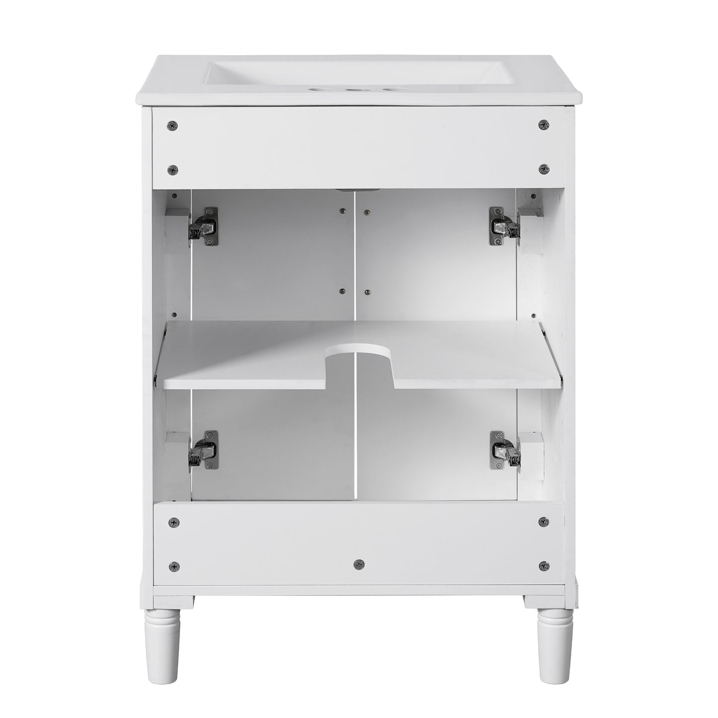VanityFus 24-in White Bathroom Vanity Undermount Single Sink Combo with Ceramic Top 2 Doors Adjustable Shelves