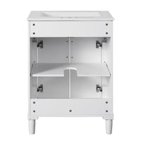VanityFus 24-in White Bathroom Vanity Undermount Single Sink Combo with Ceramic Top 2 Doors Adjustable Shelves