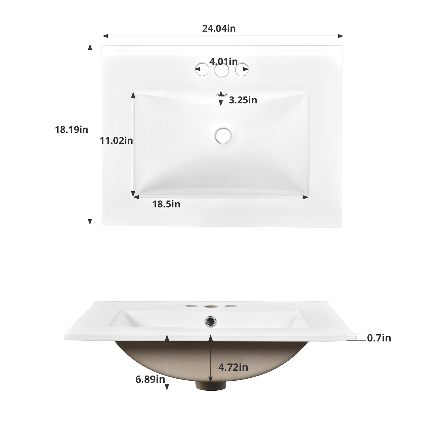 VanityFus 24-in White Bathroom Vanity Undermount Single Sink Combo with Ceramic Top 2 Doors Adjustable Shelves