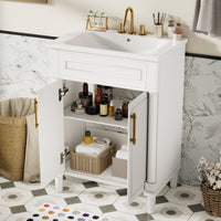 VanityFus 24-in White Bathroom Vanity Undermount Single Sink Combo with Ceramic Top 2 Doors Adjustable Shelves