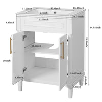 VanityFus 24-in White Bathroom Vanity Undermount Single Sink Combo with Ceramic Top 2 Doors Adjustable Shelves