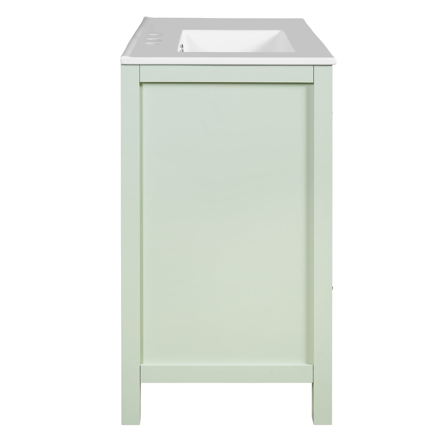 VanityFus 36-in Green Bathroom Vanity Undermount Single Sink Combo with Ceramic Top 2 Soft Close Doors 4 Drawers Adjustable Shelves
