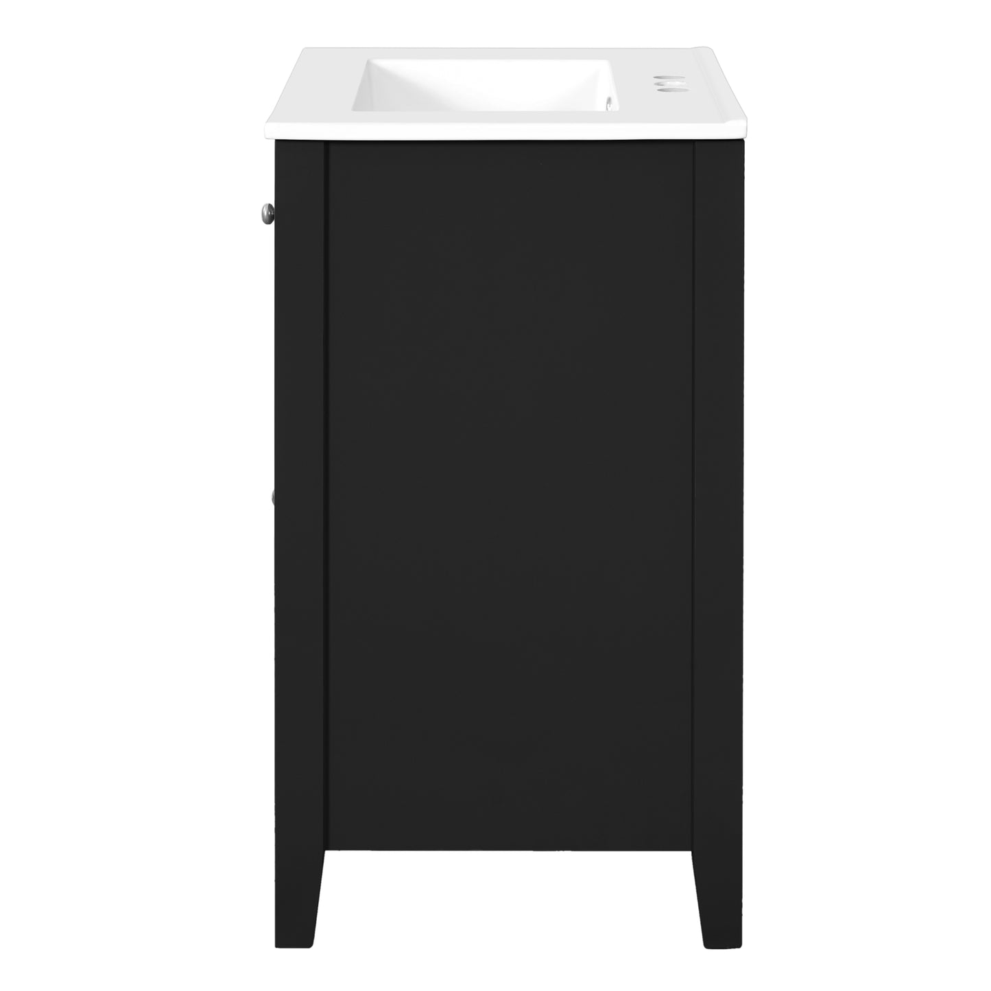 VanityFus 24-in Black Bathroom Vanity Undermount Single Sink Combo with Ceramic Top 1 Soft Close Door 2 Drawers Adjustable Shelves
