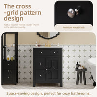VanityFus 24-in Black Bathroom Vanity Undermount Single Sink Combo with Ceramic Top 1 Soft Close Door 2 Drawers Adjustable Shelves