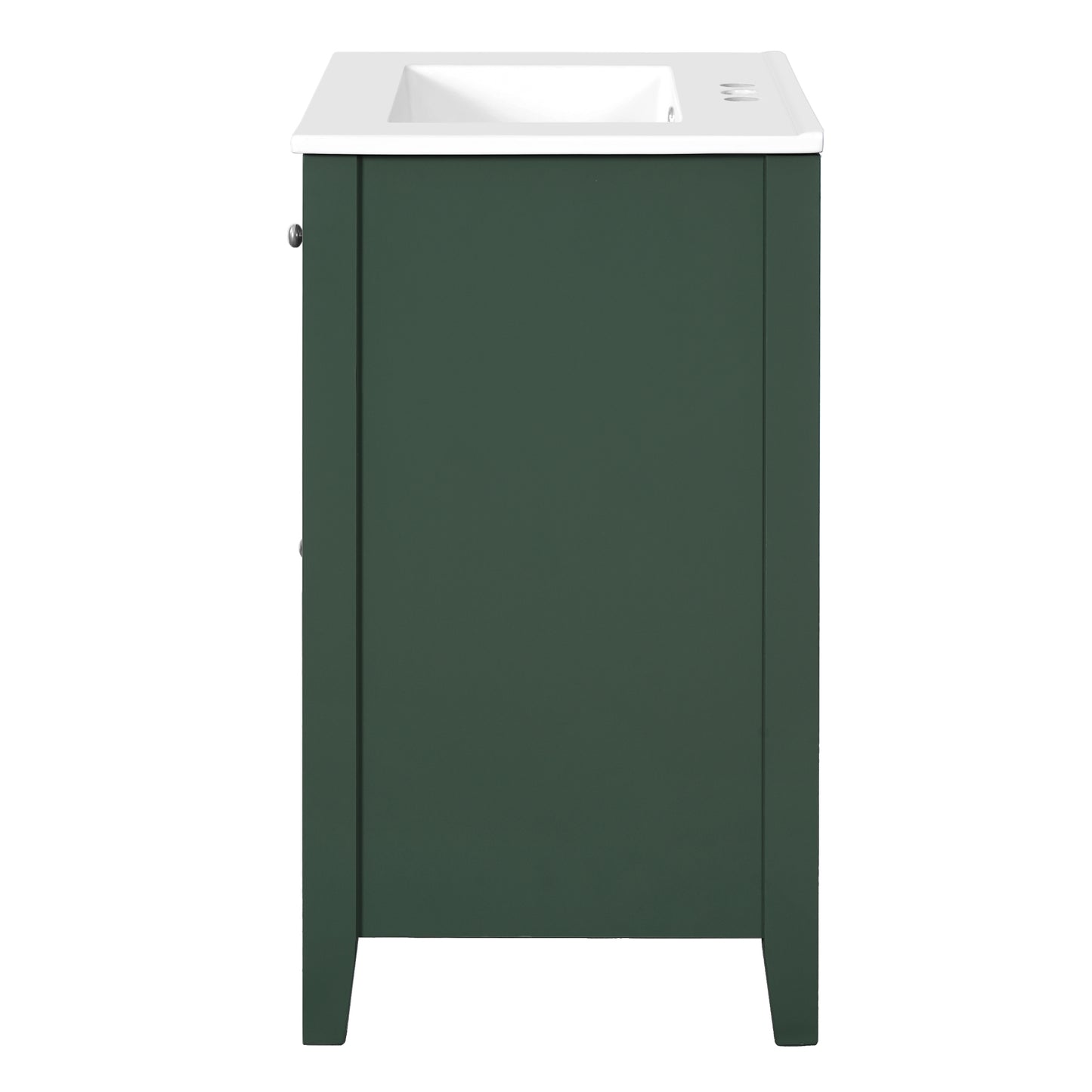 VanityFus 24-in Green Bathroom Vanity Undermount Single Sink Combo with Ceramic Top 1 Soft Close Door 2 Drawers Adjustable Shelves