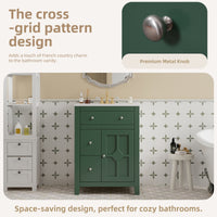 VanityFus 24-in Green Bathroom Vanity Undermount Single Sink Combo with Ceramic Top 1 Soft Close Door 2 Drawers Adjustable Shelves