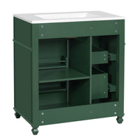 VanityFus 30-in Green Single Sink Bathroom Vanity with Ceramic Top Undermount 1 Soft-Closing Door 3 Drawers Adjustable Shelves