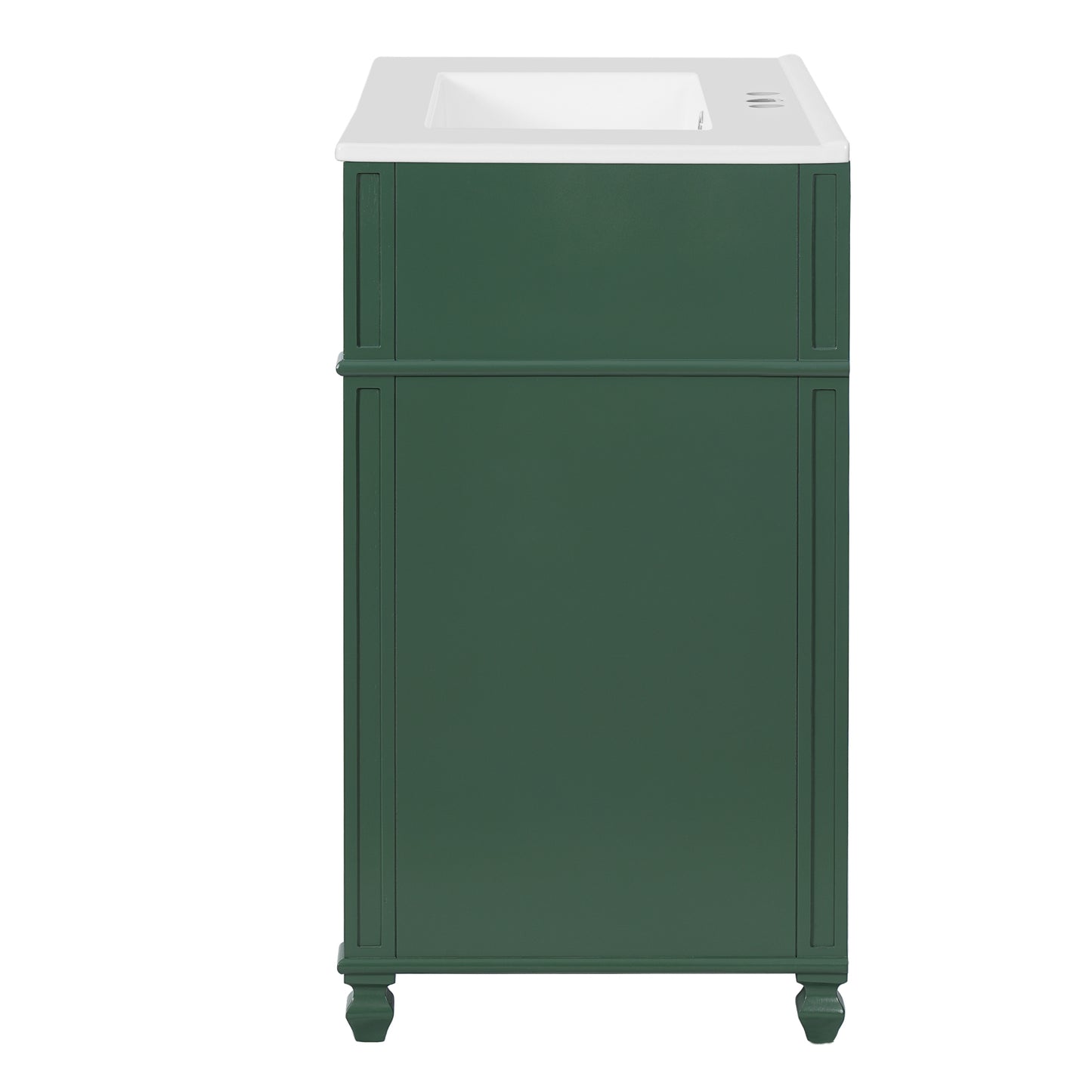 VanityFus 30-in Green Single Sink Bathroom Vanity with Ceramic Top Undermount 1 Soft-Closing Door 3 Drawers Adjustable Shelves