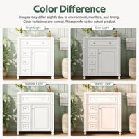 VanityFus 30-in White Single Sink Bathroom Vanity with Ceramic Top Undermount 1 Soft-Closing Door 3 Drawers Adjustable Shelves