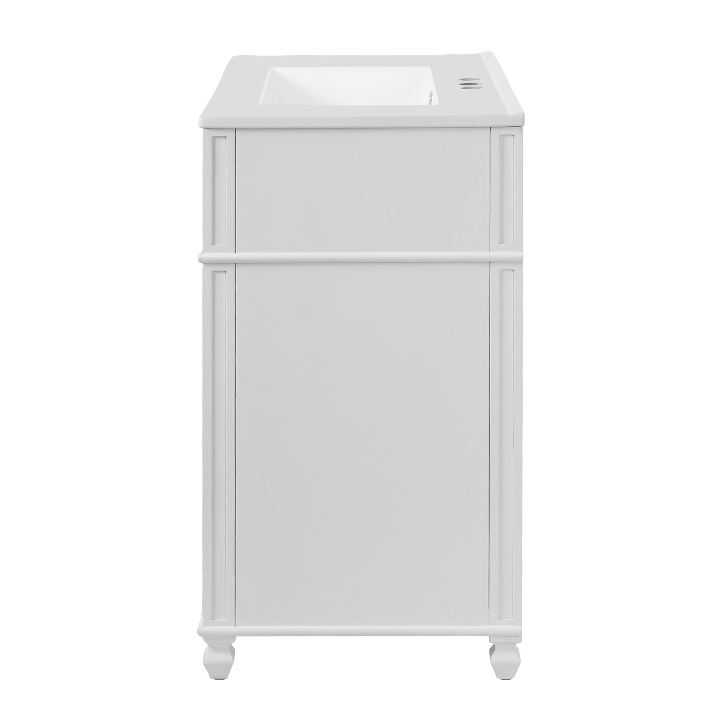 VanityFus 30-in White Single Sink Bathroom Vanity with Ceramic Top Undermount 1 Soft-Closing Door 3 Drawers Adjustable Shelves