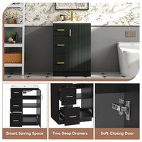 VanityFus 24-in Black Single Sink Bathroom Vanity with Ceramic Top Undermount 1 Soft-Closing Door 2 Drawers Adjustable Shelves