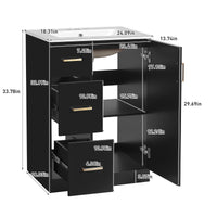 VanityFus 24-in Black Single Sink Bathroom Vanity with Ceramic Top Undermount 1 Soft-Closing Door 2 Drawers Adjustable Shelves