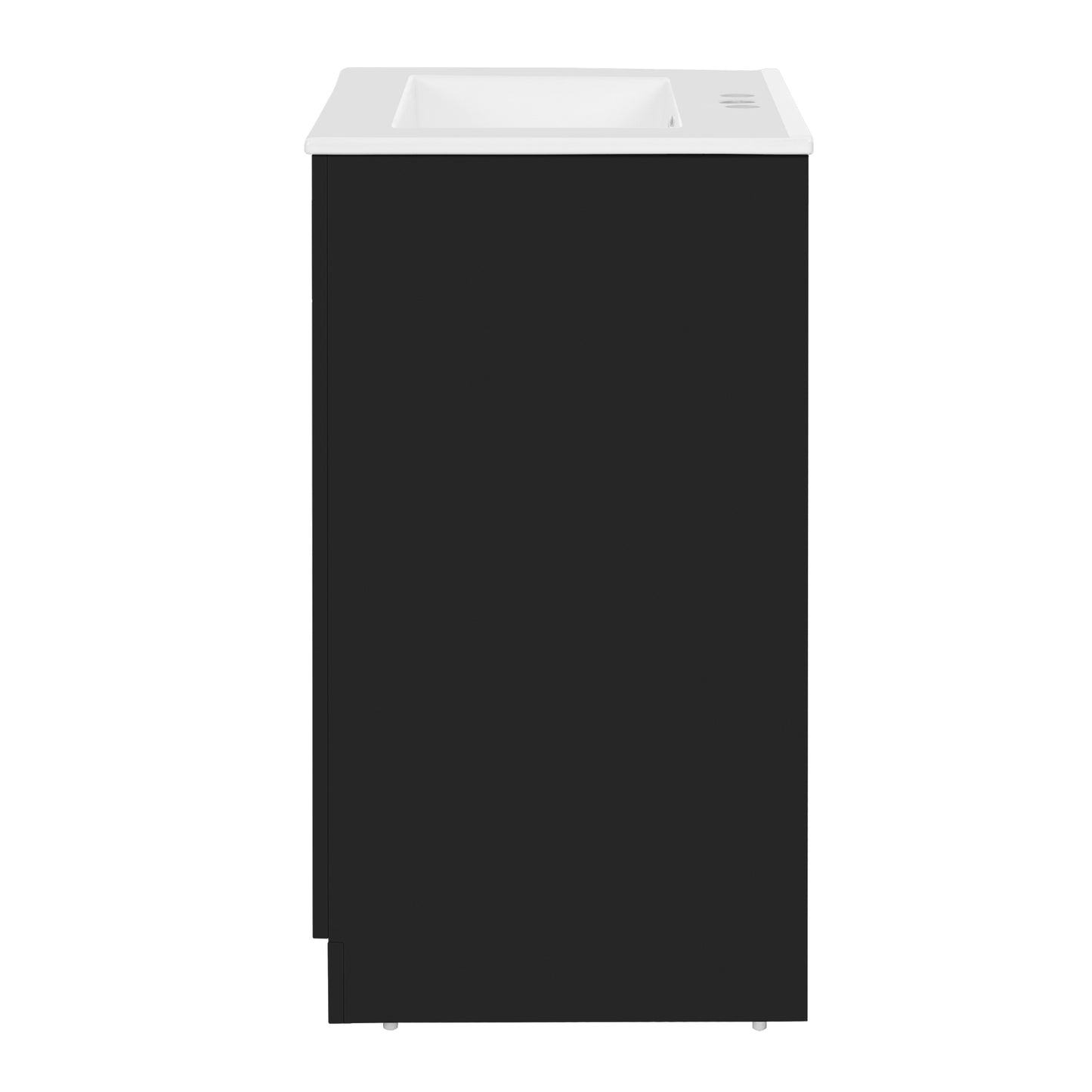 VanityFus 24-in Black Single Sink Bathroom Vanity with Ceramic Top Undermount 1 Soft-Closing Door 2 Drawers Adjustable Shelves