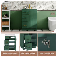 VanityFus 24-in Green Bathroom Vanity Undermount Single Sink Combo with Ceramic Top 1 Soft Close Door 2 Drawers Adjustable Shelves