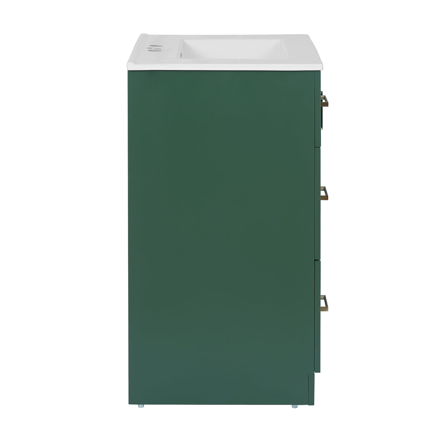 VanityFus 24-in Green Bathroom Vanity Undermount Single Sink Combo with Ceramic Top 1 Soft Close Door 2 Drawers Adjustable Shelves