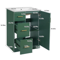 VanityFus 24-in Green Bathroom Vanity Undermount Single Sink Combo with Ceramic Top 1 Soft Close Door 2 Drawers Adjustable Shelves