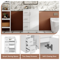 VanityFus 24-in White Bathroom Vanity Undermount Single Sink Combo with Ceramic Top 1 Soft Close Door 2 Drawers Adjustable Shelves