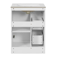 VanityFus 24-in White Bathroom Vanity Undermount Single Sink Combo with Ceramic Top 1 Soft Close Door 2 Drawers Adjustable Shelves