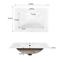 VanityFus 24-in White Bathroom Vanity Undermount Single Sink Combo with Ceramic Top 1 Soft Close Door 2 Drawers Adjustable Shelves