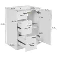 VanityFus 24-in White Bathroom Vanity Undermount Single Sink Combo with Ceramic Top 1 Soft Close Door 2 Drawers Adjustable Shelves