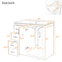 VanityFus 36-in Black Bathroom Vanity Undermount Single Sink Combo with Ceramic Top 2 Soft Close Doors 3 Drawers