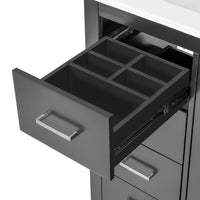 VanityFus 36-in Black Bathroom Vanity Undermount Single Sink Combo with Ceramic Top 2 Soft Close Doors 3 Drawers