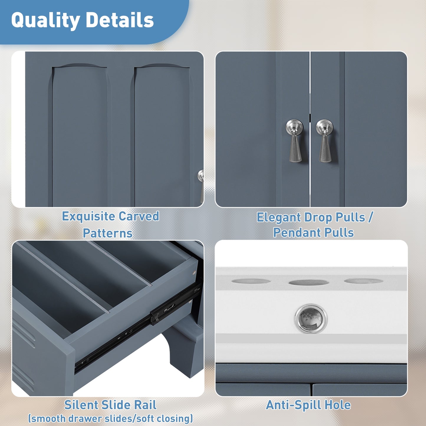 VanityFus 30-in Blue Single Sink Bathroom Vanity with Ceramic Top Undermount 2 Soft-Closing Doors 1 Drawer Adjustable Shelves