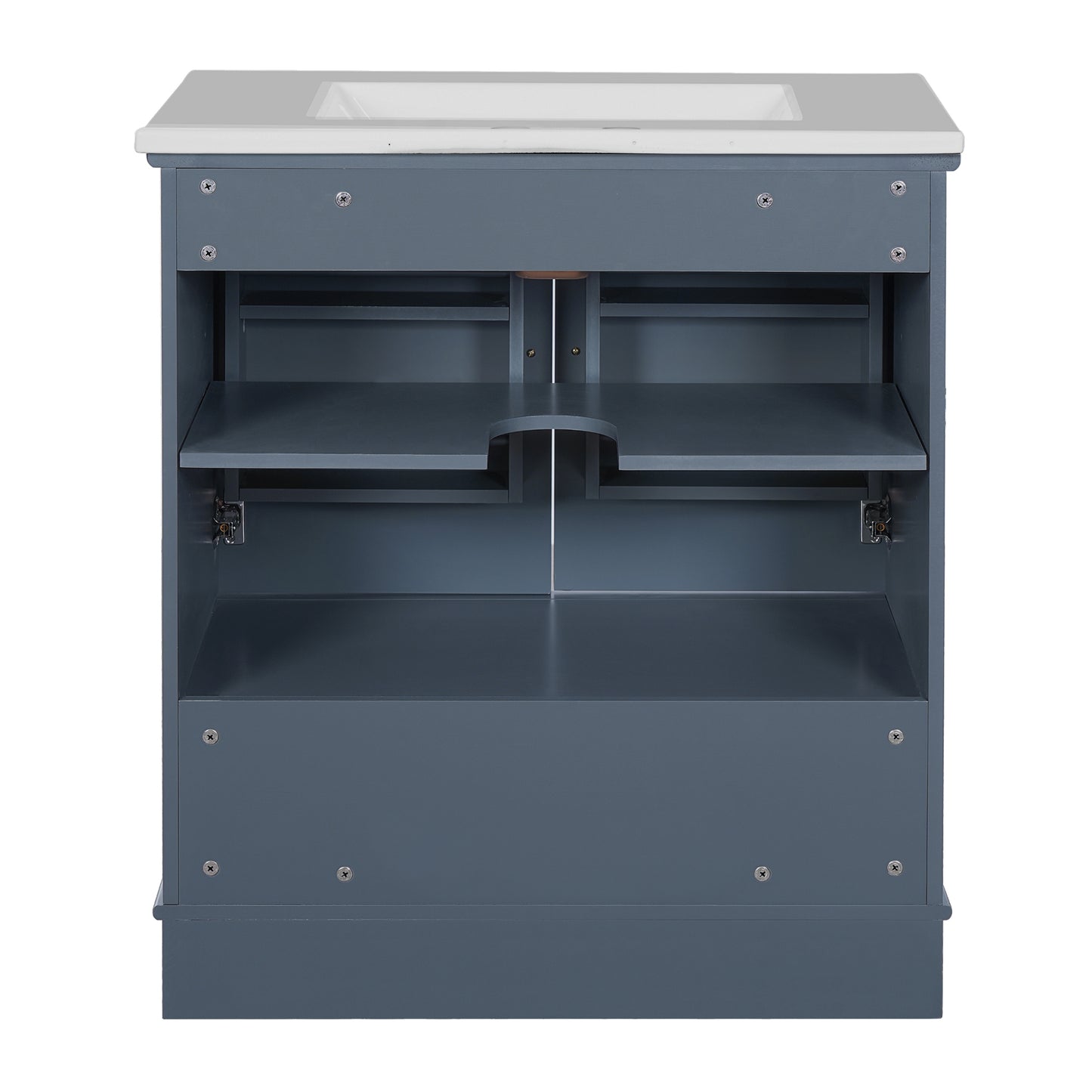 VanityFus 30-in Blue Single Sink Bathroom Vanity with Ceramic Top Undermount 2 Soft-Closing Doors 1 Drawer Adjustable Shelves