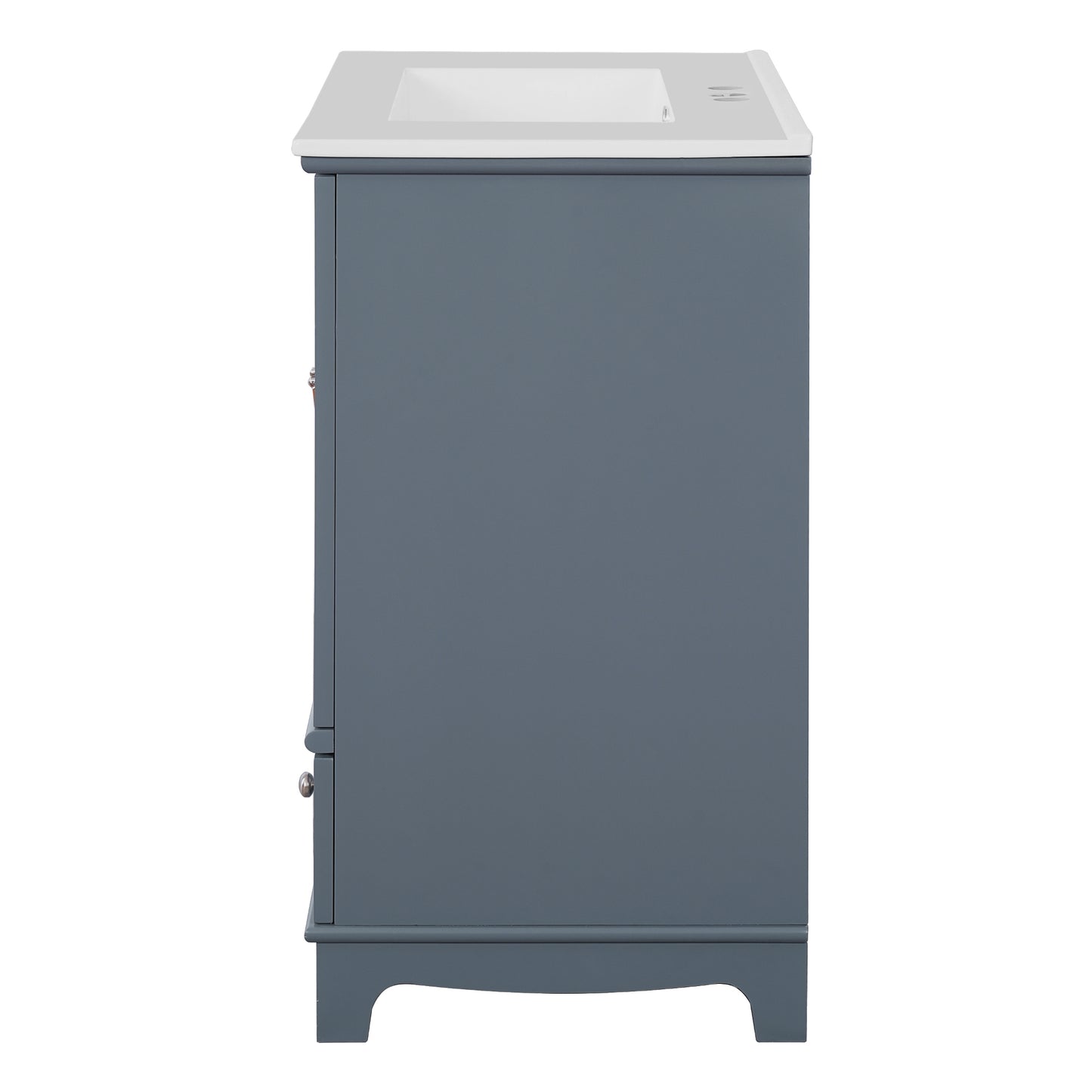 VanityFus 30-in Blue Single Sink Bathroom Vanity with Ceramic Top Undermount 2 Soft-Closing Doors 1 Drawer Adjustable Shelves