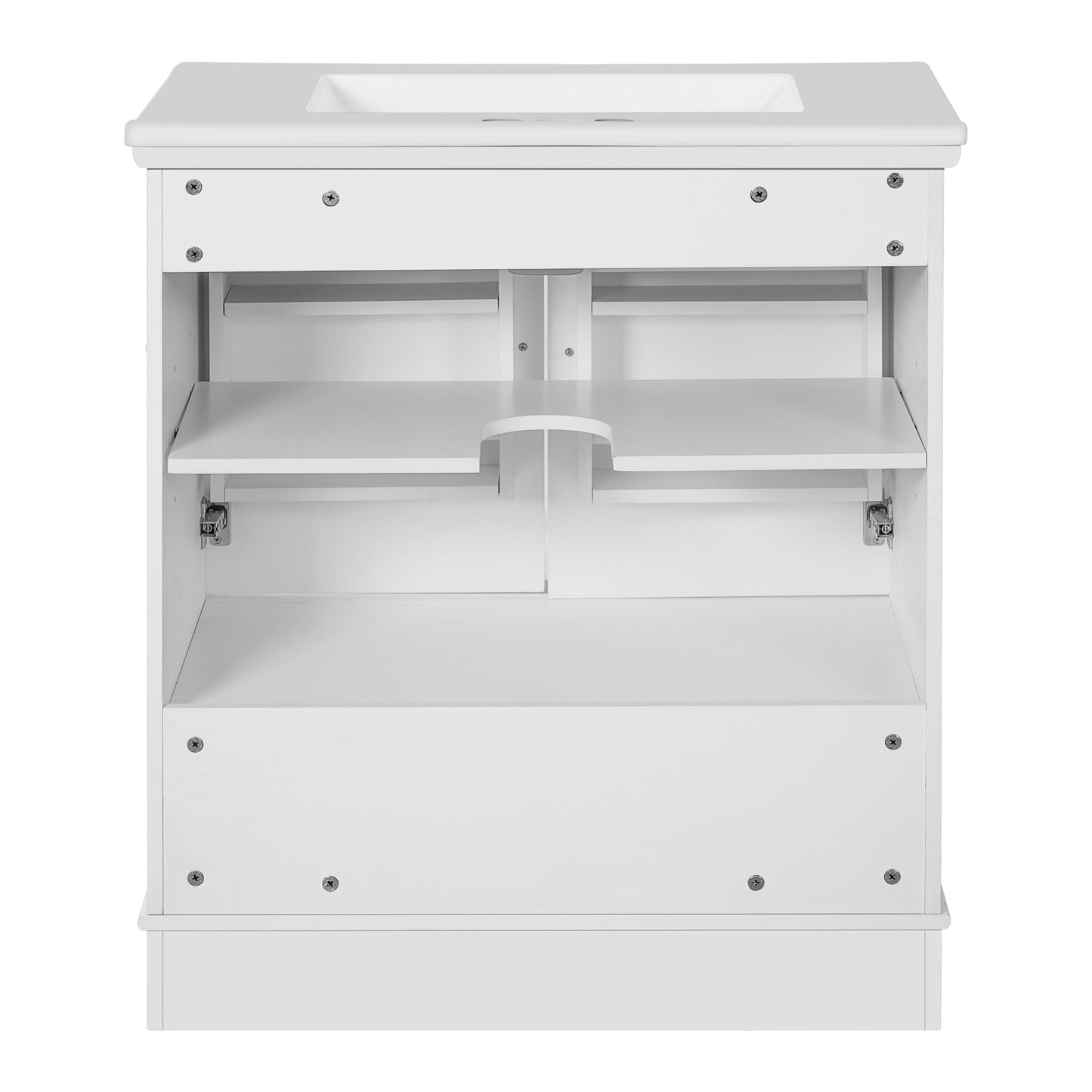 VanityFus 30-in White Single Sink Bathroom Vanity with Ceramic Top Undermount 2 Soft-Closing Doors 1 Drawer Adjustable Shelves