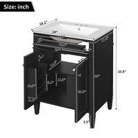 VanityFus 24-in Black Bathroom Vanity Undermount Single Sink Combo with 2 Soft Close with Ceramic Tops 1 Drawer Adjustable Shelves