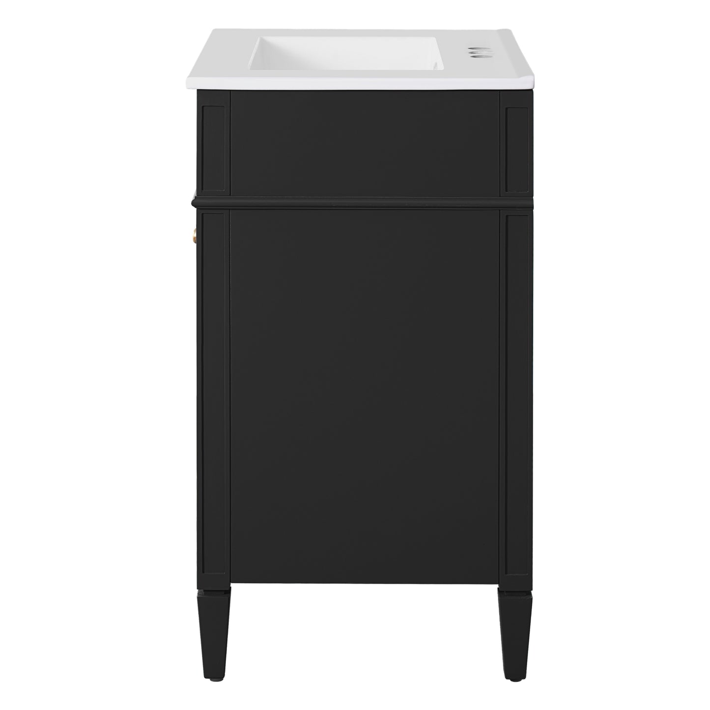VanityFus 24-in Black Bathroom Vanity Undermount Single Sink Combo with 2 Soft Close with Ceramic Tops 1 Drawer Adjustable Shelves