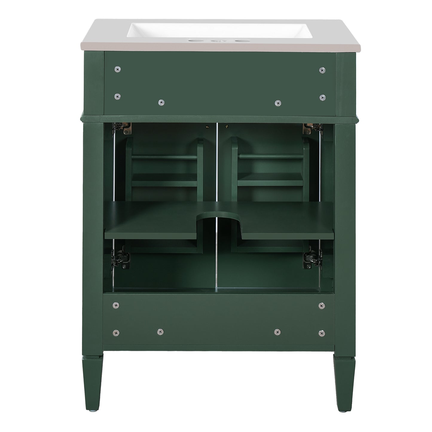 VanityFus 24-in Green Bathroom Vanity Undermount Single Sink Combo with 2 Soft Close with Ceramic Tops 1 Drawer Adjustable Shelves