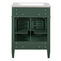 VanityFus 24-in Green Bathroom Vanity Undermount Single Sink Combo with 2 Soft Close with Ceramic Tops 1 Drawer Adjustable Shelves