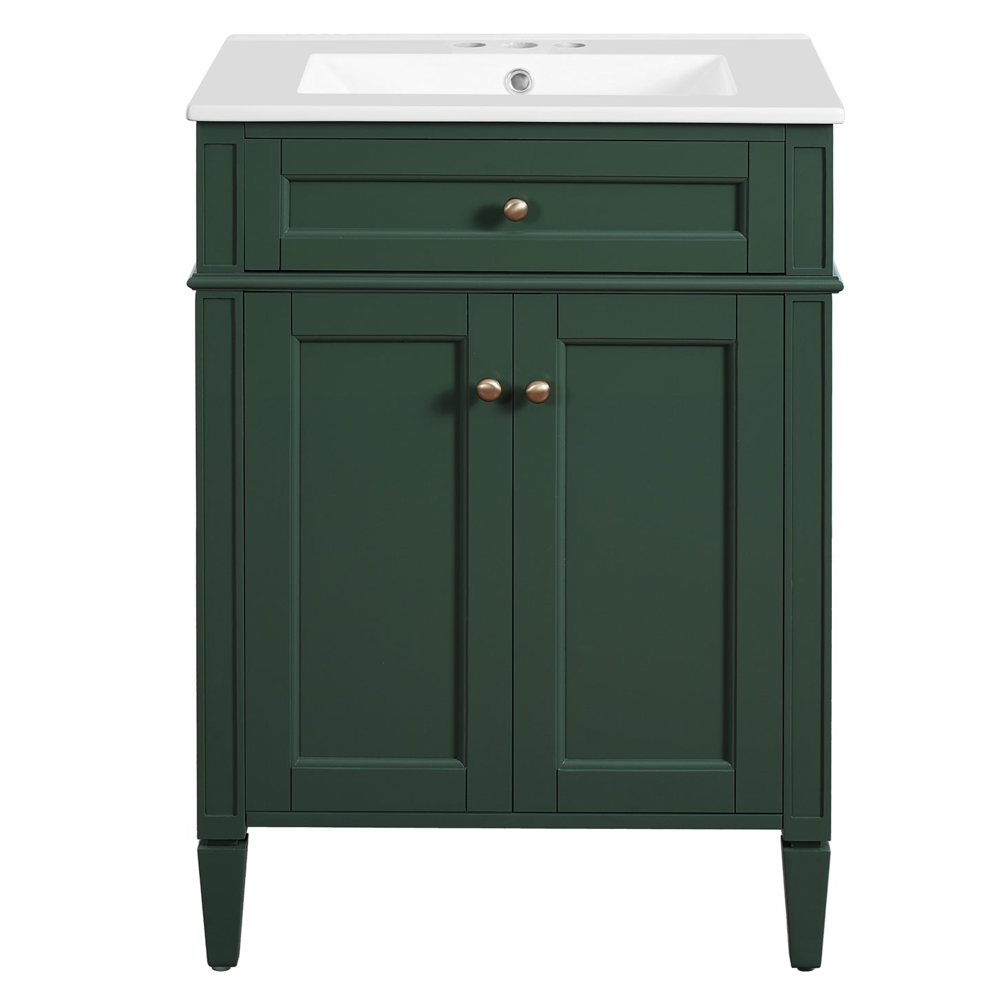 VanityFus 24-in Green Bathroom Vanity Undermount Single Sink Combo with 2 Soft Close with Ceramic Tops 1 Drawer Adjustable Shelves