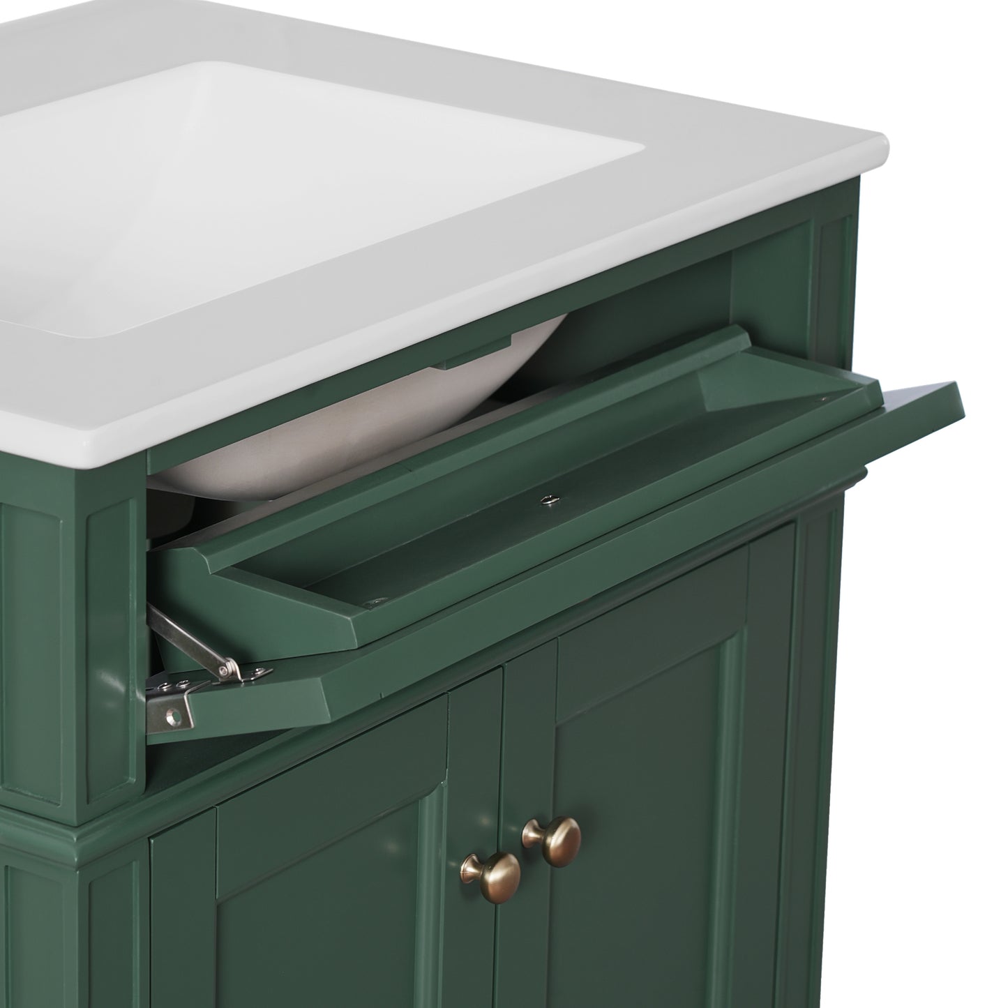 VanityFus 24-in Green Bathroom Vanity Undermount Single Sink Combo with 2 Soft Close with Ceramic Tops 1 Drawer Adjustable Shelves