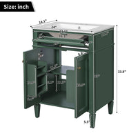 VanityFus 24-in Green Bathroom Vanity Undermount Single Sink Combo with 2 Soft Close with Ceramic Tops 1 Drawer Adjustable Shelves