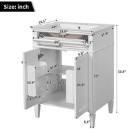 VanityFus 24-in White Bathroom Vanity Undermount Single Sink Combo with 2 Soft Close with Ceramic Tops 1 Drawer Adjustable Shelves